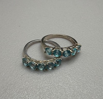 Signity Pariaba Topas & Sterling Silber Ringe - passende Ringe - 2er Set