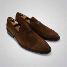 Gianni Versace Mens VTG Brown Suede Medusa Hardware Loafers 11.5 IT, 12-12.5 US