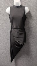 PLT Black Slinky Asymmetric Dress Black UK 10 LN151 KK 20
