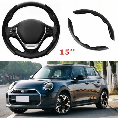 15'' Carbon Fiber Car Steering Wheel Booster Cover Non Slip PU For Mini Cooper