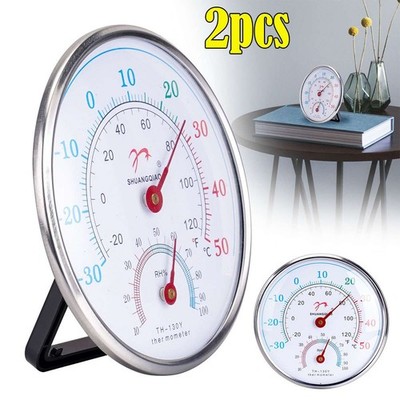 2Pcs Wall Thermometer Indoor Outdoor Mount Garden Greenhouse Home Humidity Meter