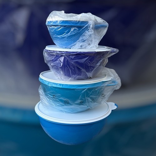Juego de 4 cuencos Tupperware Thatsa nuevos contenedores de almacenamiento Wonderlier Dark & Lt Blues - Imagen 4 de 8