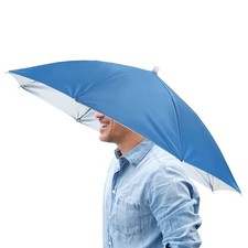 1 Pcs 26" Headband Umbrella Hat Hands Free Umbrella Cap for Outdoor Sky Blue
