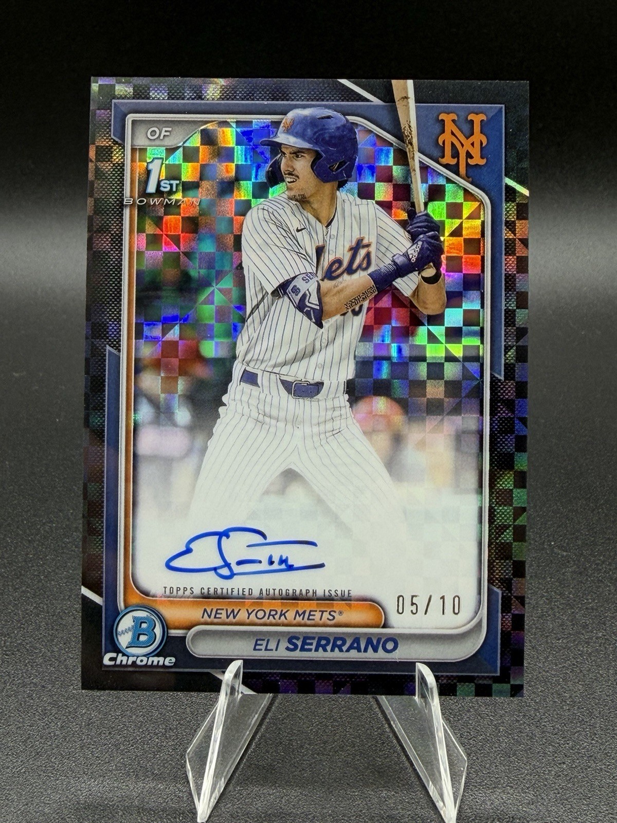 2024 Bowman Chrome Draft 1st Eli Serrano Black X-Fractor Auto /10 Mets #CPA-ESE