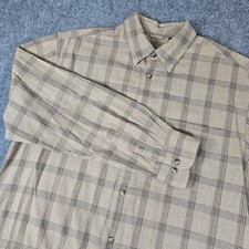IZOD Plaid Flannel Shirt Long Sleeve Button Up Casual Tan Brown Mens M