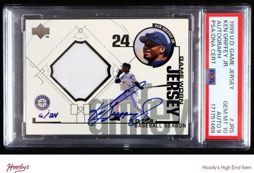 1999 Upper Deck Game Jersey Ken Griffey Jr. GAME USED JERSEY AUTO 06/24 PSA 10