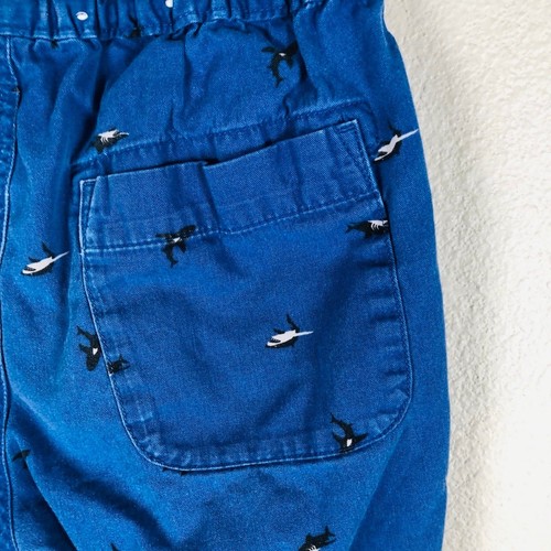 Uni Glo Shorts Boy 9 10 Blue Shark Print Cotton Elastic Waist Pocket Pull On - Picture 6 of 14