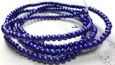 36" Strand 237 Vintage Czech 4.5mm Druk Coated Dark Blue Round Glass Pearl Beads