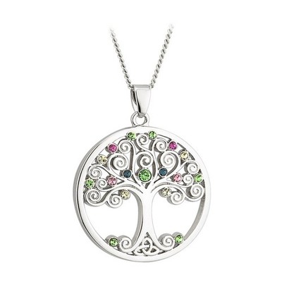 Solvar Rhodium Crystal Tree of Life Pendant