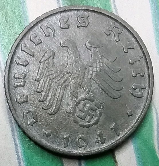 1941-B Germany 5pf Nazi Coin WW2