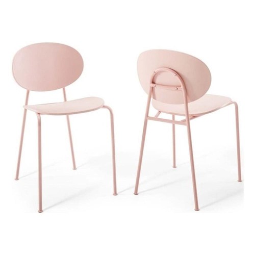 Modway Palette 18" Modern Style Metal Dining Side Chair in Pink (Set of 2) - Picture 1 of 10