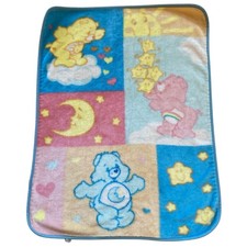 Vintage 2000s Y2K Care Bears Baby Plush Fleece Baby Blanket Crib Throw 30"x42"