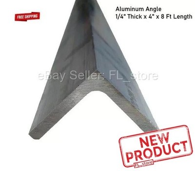 Aluminum Angle 1/4'' x 4'' x 8 Feet Length Unpolished Alloy 6061 90° Stock NEW