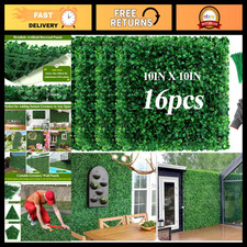 16 Pcs 10" x 10" UV-Resistant Artificial Grass Wall Panels - Faux Greenery Decor