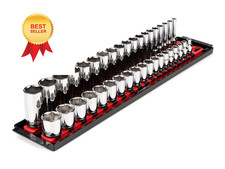 TEKTON 3/8 Inch Drive 6-Point Socket Set with Rails and 38-Piece (6-24 mm) 