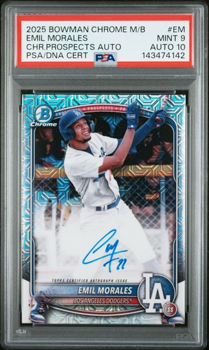 2025 Bowman Chrome Mega Box- Emil Morales #BMA-EM Prospects Auto (Rc) PSA 10
