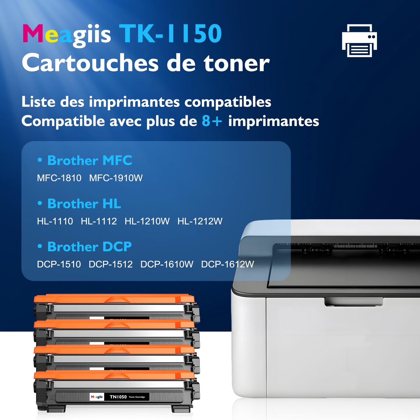 Toner TN1050 compatible Brother pour impression laser de documents professionnels