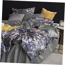 Home Chinoiserie Chic Peacock Floral Duvet Cover Paradise Garden Twin Gray