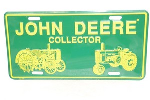 John Deere Collector Metal License Plate Green And Yellow