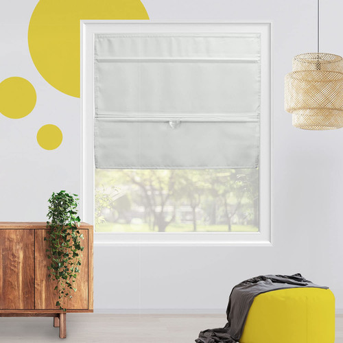 Magnetic Roman Shades Windows Cordless Linen Fabric Window Blind Treatment Easy