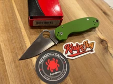 Spyderco Para 3 Neon Green 20CV Satin C223GPNGR Knifejoy Exclusive PM3