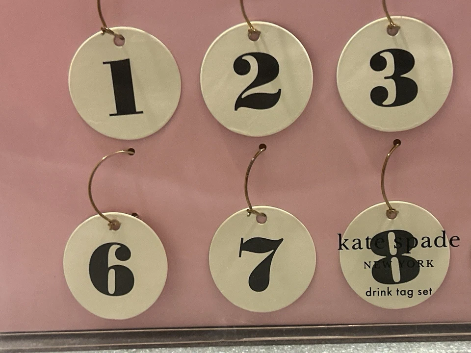 Juego de 10 dijes de etiquetas de bebida de papel Kate Spade New York numerados 1-10 Foto 4 de 4