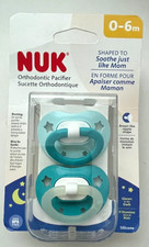 NUK ORTHODONTIC PACIFIERS GLOW IN THE DARK Blue/clear 0-6 Months BP1