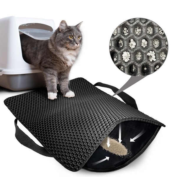 Katzenklo Matte Waben Doppelschicht Rutschfest Wasserdicht Reinigung 61X38 CM-image
