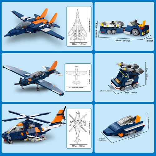 Avión de combate 3 en 1 juguete de construcción aviones de hélice militar/elevador de combate... - Imagen 8 de 9