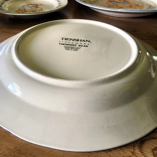 Tienshan Theodore Bear Stoneware Dinner Plates 10.25 Inch Set Of 2 Read See Pic - Picture 8 of 12