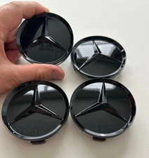 4x2.95in Wheel Center Caps Hub Emblems Matte Black For Mercedes Benz Most Models