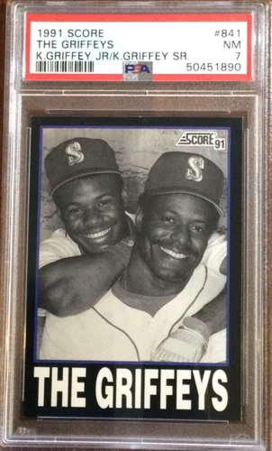 1991 Score — Ken Griffey Jr. & Ken Griffey Sr. — The Griffeys — PSA 7