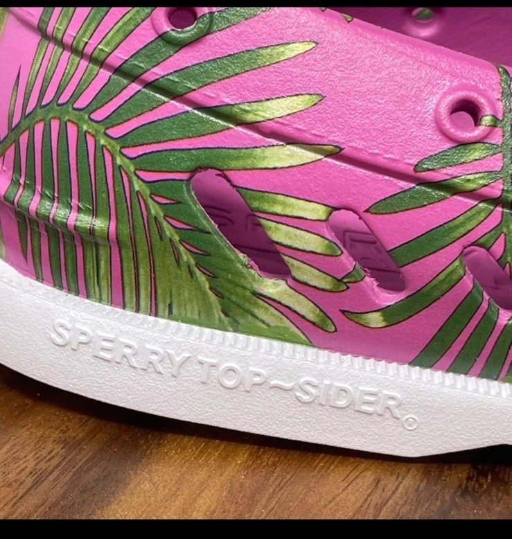 Sperry Boat Shoes Float Slip on Loafer Mens 9Women’s 11Pink Palm Floral Beach - Image 2 of 4