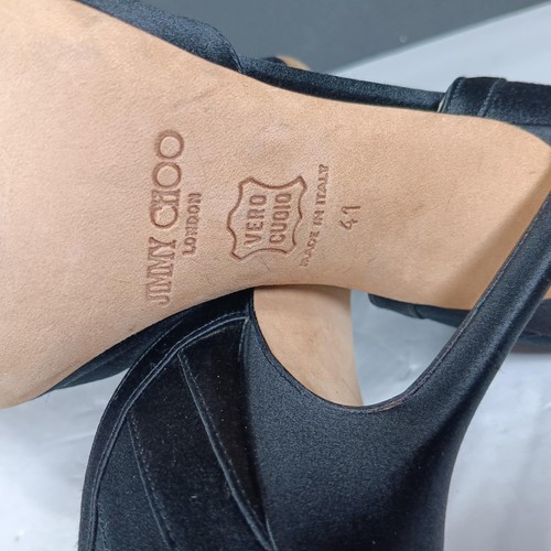 Jimmy Choo Peau de Soie in raso di seta nero taglia 41 us9,5 - Foto 2 di 4