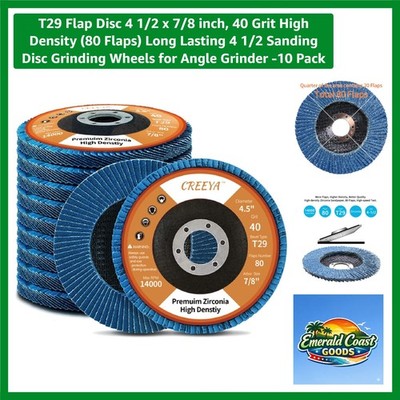 Long Lasting 4.5'' Flap Discs 40 Grit for Polishing, Grinding and Rust Removal