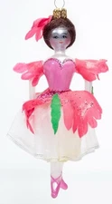 Vintage SOFFIERIA DE CARLINI Blown Glass Ballerina Pink Tutu Christmas Ornament