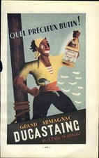 1947 Mini Poster Vino Francese AD Grand Armagnac Ducastaing Mader Old Verduzan