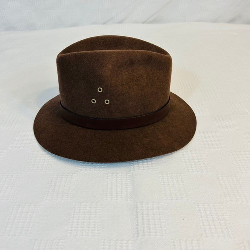 Wool Fedora Large Country Gentleman Brown Made In U.S.A. WPL 4384 VTG - Picture 3 of 22