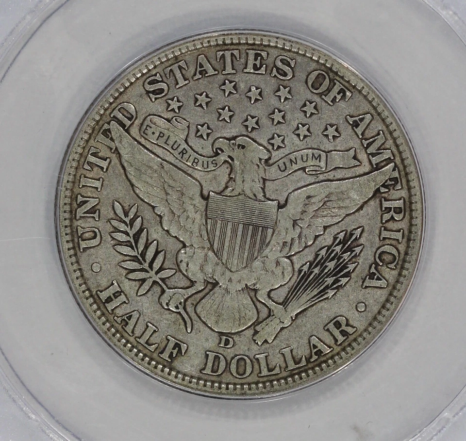 1907-D 50c Silver Barber Half Dollar ANACS VF20 - Image 4 of 4