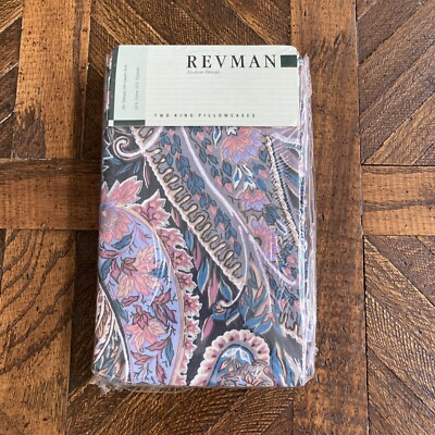 Vintage Revman King Pillowcases Aladdin Paisley Multi Colored Percale USA New!