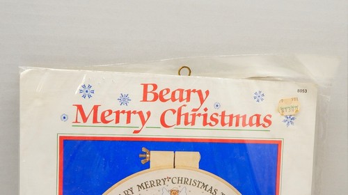 Dimensions Beary Merry Christmas Crewel Kit Teddy Bears Personalize Sealed 1986 - Picture 4 of 7
