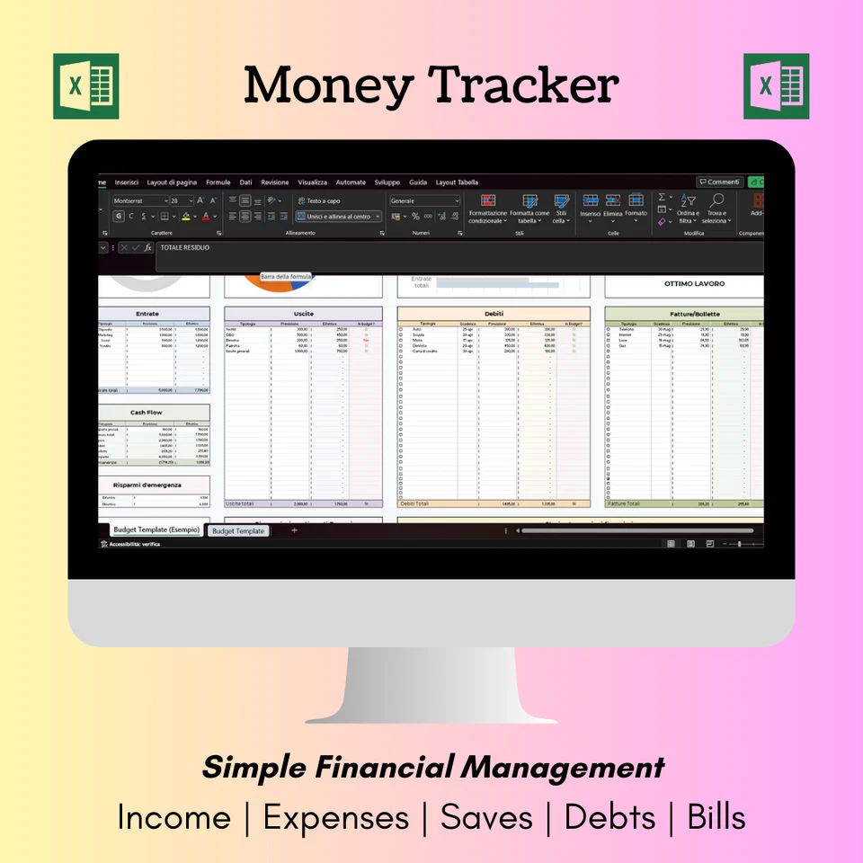 Monthly Budget Planner Template | Excel Spreadsheet | Track Income & Expenses - Immagine 3 di 4