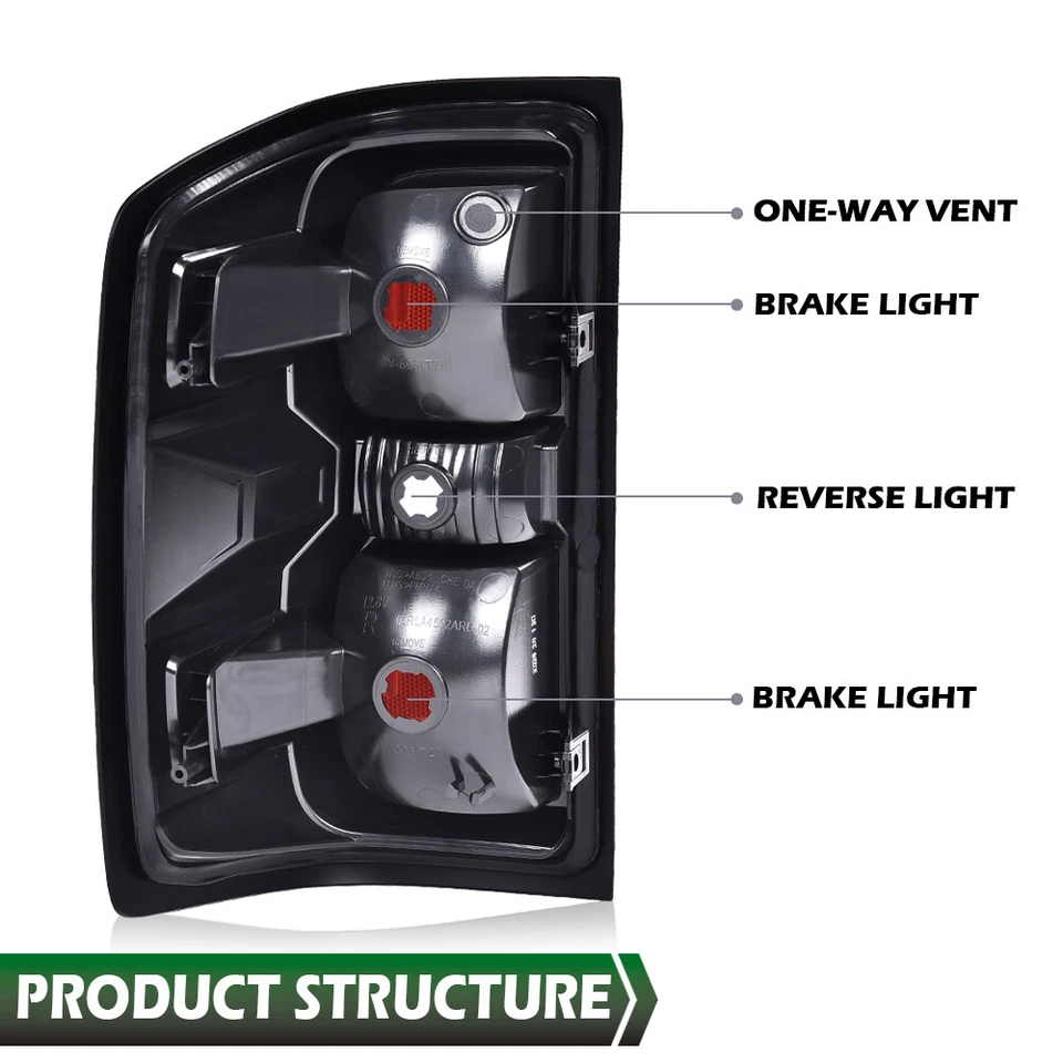 Luces traseras aptas para Chevy Silverado 1500 2500 HD 3500 HD 2014-2018 lámparas de freno Foto 4 de 4