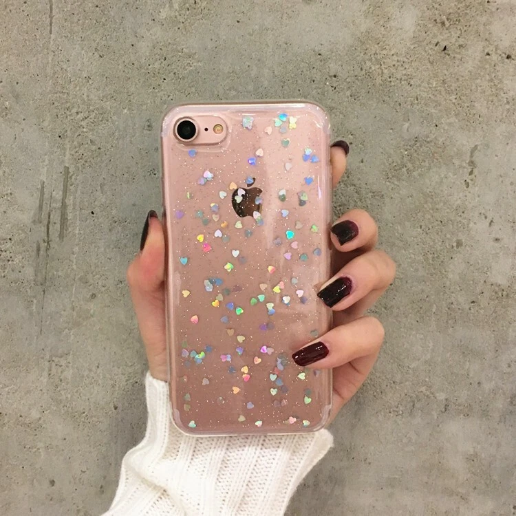 ELITE Cute Girl Glitter Bling Case iPhone 7/8G 7G 7Plus  STAR LOVE HEART  - Image 4 of 4