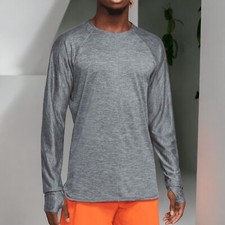 Nike Men's Cool Grey Heather Long Sleeve Yoga Crew Neck Sweatshirt NWT