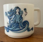 Vintage KMA Virgo Zodiac Milk Glass Mug Cup Beverly Astrological Decor 1976 MCM