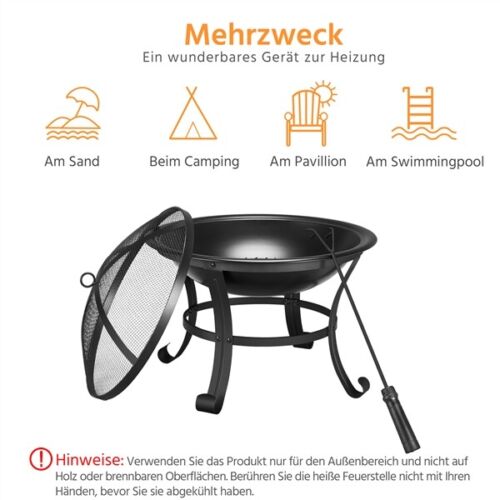 Feuerstelle mit Funkenschutz Garten Terrasse Feuerschale FirePit Outdoor Heizung - Bild 8 von 12