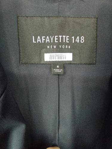 Lafayette 148 NY Jacket Womens 6 Navy Blue Virgin Wool Classic Blazer Lined Chic - Picture 12 of 16