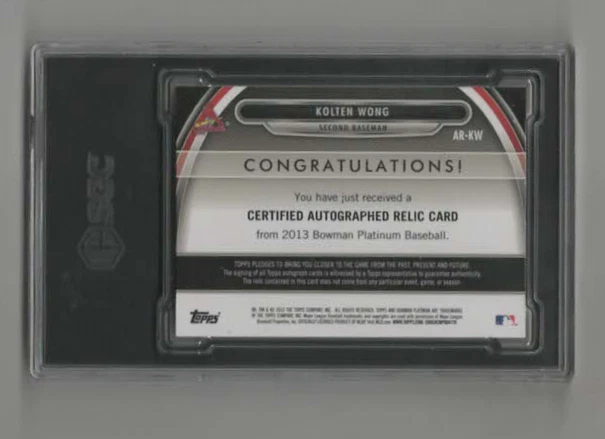 2013 Bowman Platinum Kolten Wong Auto/Relic Gold Refr. 39/50 Cardinals SGC 8.5 - Image 2 of 2