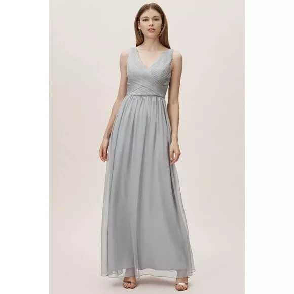 NWT Anthropologie BHLDN Kia Sleeveless Maxi Bridesmaids Dress Gown Medium Grey eBay